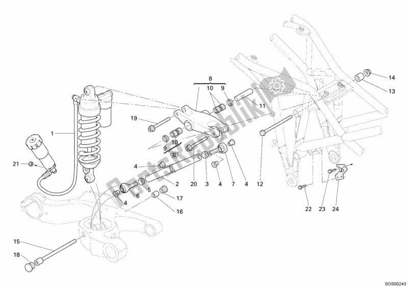 Wszystkie części do Tylny Amortyzator Ducati Multistrada 1000 USA 2005